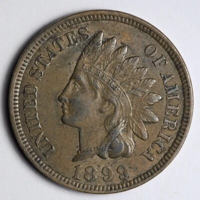 1899 Indian Head Cent Penny CHOICE AU E340 T - Image 1 of 2