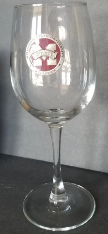 Mississippi State University Bulldogs Wine Glass Pewter Logo Long Stem 8" 12 oz Cover