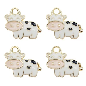 10PCS White&Black 19x16mm Ox Cow Calf Enamel Charms Pendant DIY Findings 54511 - Picture 1 of 6