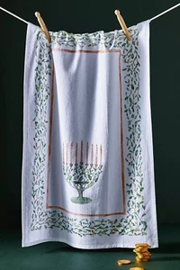 NEU Anthropologie Lana's Shop Menora Happy Chanukka Küche Tee Geschirrtuch Neu in Verpackung - Bild 1 von 2
