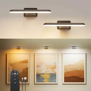 2 Pack Picture Lights for Wall,Battery Operated Wall Sconce Rechargeable,Led Wal - Picture 1 of 12
