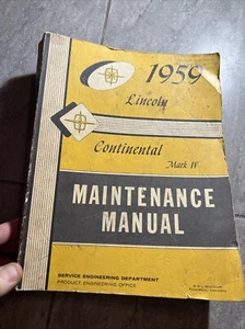 1959 Lincoln Continental Mark IV Factory SVC Maintenance Repair Manual Original - Picture 1 of 18