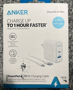 Anker USB-C Wall Charger 2-Port 27W Charging Adapter with 6ft Nylon Type-C Cable