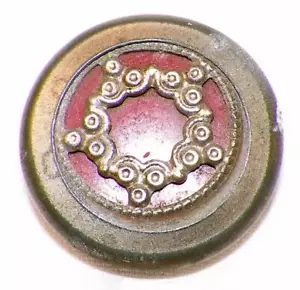 Antiguo diseño de corona de botón de celuloide de acero y rojo vástago #28 - Imagen 1 de 5
