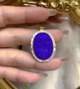 925 sterling silver lapis lazuli Cameo vintage jewelry Pendant estate jewelry - Picture 1 of 1