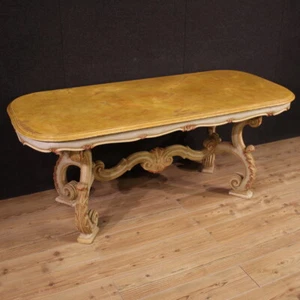 Great Venetian dining table vintage lacquered painted furniture 20th century - Picture 1 of 12