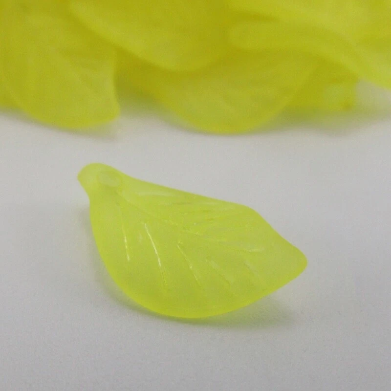 Colgantes de hojas acrílicas amarillas esmeriladas de 18 mm C9589 -50, 100 o 200 piezas Foto 1 de 4