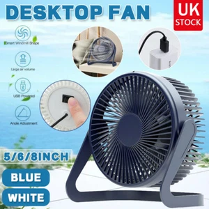 USB Powered Desk Fan Small Quiet Personal Cooler Portable Table Mini Fan 5"6"8" - Picture 1 of 19