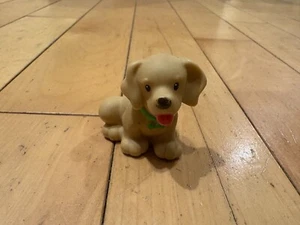 Fisher Price Little People Puppy Dog Tan Green Collar Animal Figure Toy - Picture 1 of 5