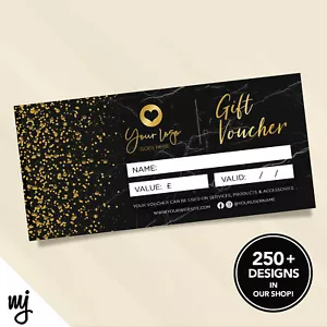 Custom Printed Business Gift Vouchers | Black Marble Gold Modern Generic - Picture 1 of 1