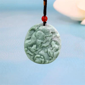 Jade Frosch Anhänger Lotus Natur Halskette Grün Schmuck Geschenk Vintage Chinesisch - Bild 1 von 6