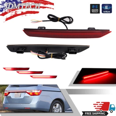 For 11-17 Honda Odyssey Red Rear Bumper Tail Brake Lamp w/Sequential Turn Signal - Image 1 of 4