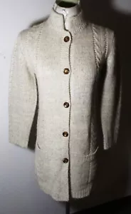 Mohair LeROY Knitwear Beige Tan Mohair Tunic Cardigan Sweater Size S - Picture 1 of 6