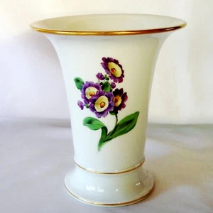 Meissen Porzellan Vase Blumen Gold Dekor 1.Wahl Prunkvase Trichter Vase / BY 254 - Bild 1 von 5