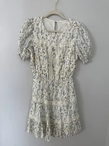 Blu Pepper Women's S, Lace Waist Mini Dress, Floral Print, Short Sleeve - Picture 1 of 8