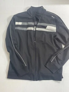 Puma Herren Track Zip Up Jacke schwarz mit weiß grauen Streifen Gr. L Polyestermischung - Bild 1 von 20