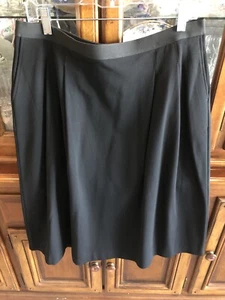 Eileen Fisher Skirt Pleated Jersey Knit Black Pull On Viscose Sz L Knee Length - Picture 1 of 13