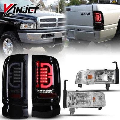 Luces traseras LED de humo + faros cromados para Dodge Ram 1500 2500 3500 1994-2001 Foto 1 de 4