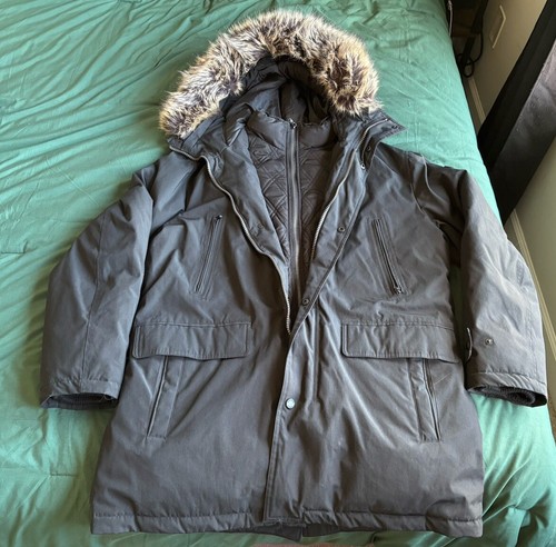 Giacca parka uomo Large Michael Kors cappuccio pelliccia