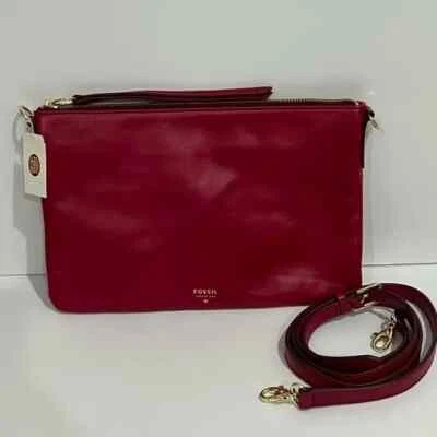 Nuevo con etiquetas Bolso Bandolera Fossil Sydney Rosa Cuero Fucsia Bolso de Hombro Bolso sin asas Foto 1 de 4