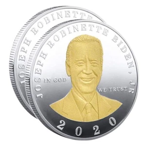 2 Stück Joe Biden Münze Golden Avatar Silber Hintergrund 2020 - Bild 1 von 3