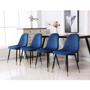 Lassan Contemporary Fabric Dining Chairs, Set of 4, Blue - Picture 1 of 12