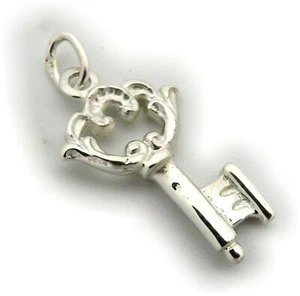 Pendentif Neuf Clé Argent Véritable 925 Argent Sterling Massif Verrou de Qualité - Picture 1 of 4