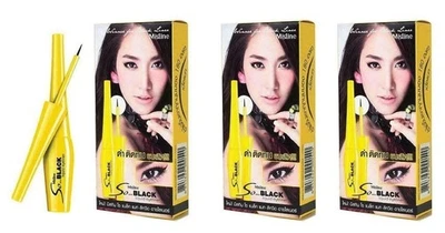 3 x Delineador de ojos líquido Mistine So Black negro 4,5 g El negro mate es natural Foto 1 de 2