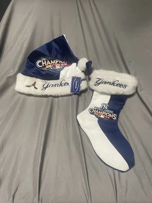 N Y Yankees 2009 World Series Champs Christmas Stocking & Matching Santa Hat NWT - Image 1 of 4