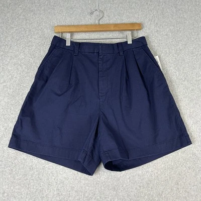 Gap Chino Shorts Womens 12 Navy Blue Pleated Twill High Waist Stretch Casual NWT - Image 1 of 4