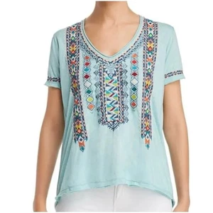 Johnny Wash Women’s Sz XXL Blue Embroidered Tee Shirt Top Amaris Everyday Jersey - Picture 1 of 14