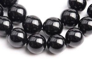 Black Tourmaline Gemstone 10 MM Round Smooth Beads Strand 15.5" For Jewelry - Picture 1 of 3