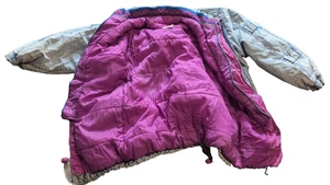 Vintage Acid Wash Denim Puffer Jacket Kids Size 10 • Y2K 80s Insulated with Pock - Picture 1 of 12