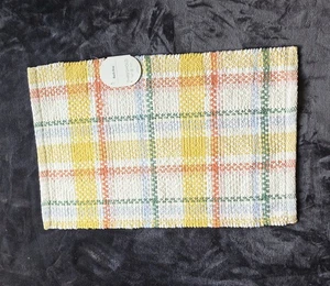 NWT Threshold Springtime Summer Plaid Cotton Bath Rug Mat 17" x 24" Woven Accent - Picture 1 of 6