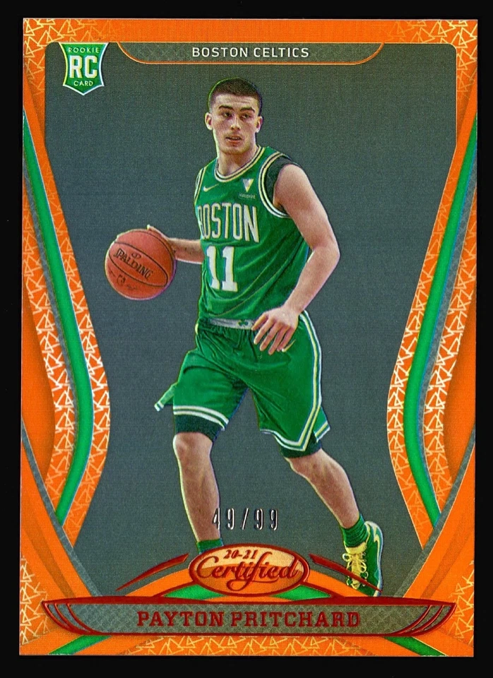 👀🔥 PAYTON PRITCHARD # /99 RC MIRROR ORANGE PARALLEL 2020-21 CERTIFIED CELTICS - Image 1 of 4