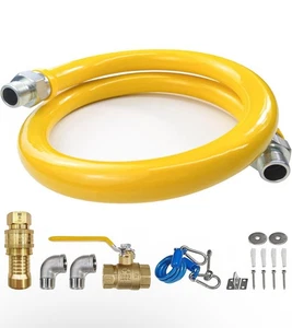 48" Gewerbe Gasschlauch Anschluss Kit Flexibler Gasschlauch Kit mit Armaturen Quick C - Bild 1 von 7