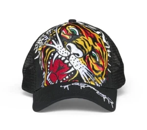 New W Tags Ed Hardy Men's Tiger Head Logo Snapback Hat with Black Mesh - Picture 1 of 5