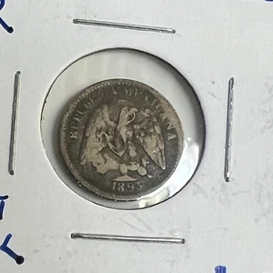 1893 Pi-R Mexico 5 Centavos silver, San Luis Potosi, KM#398.9, Scarce - Picture 1 of 2