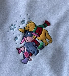 Disney Store Exclusive Winnie The Pooh 50x60 Blue Blanket Baby Boy Embroidered - Picture 1 of 7