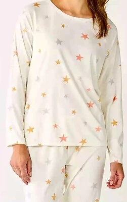 SONOMA Top y Pantalones Terciopelo Pijama Conjunto para Dormir Salón Grande / L - Marfil Estrellado - Nuevo Foto 1 de 2