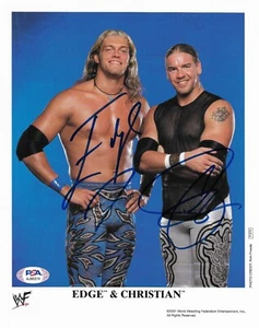 Foto promocional firmada de Edge & Christian Cage WWF WWE 8x10 Edge & Christian Cage WWF WWE PSA con certificado de autenticidad - Imagen 1 de 2