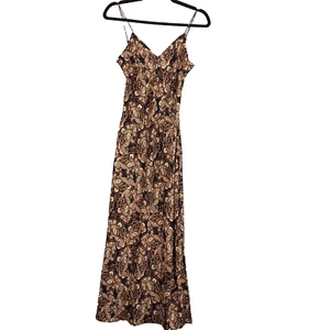 Nili Lotan X Target Womens V Neck Brown Paisley Print Maxi Slip Dress XXS 2XS - Picture 1 of 8