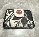 Spartina 449 Floral Bee Pendant Linen and Leather Wallet Clutch ID Cardholder