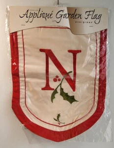 Holiday Garden Flag Monogram Applique Letter N Outdoor Decor 12x18 Double-Sided - Picture 1 of 2
