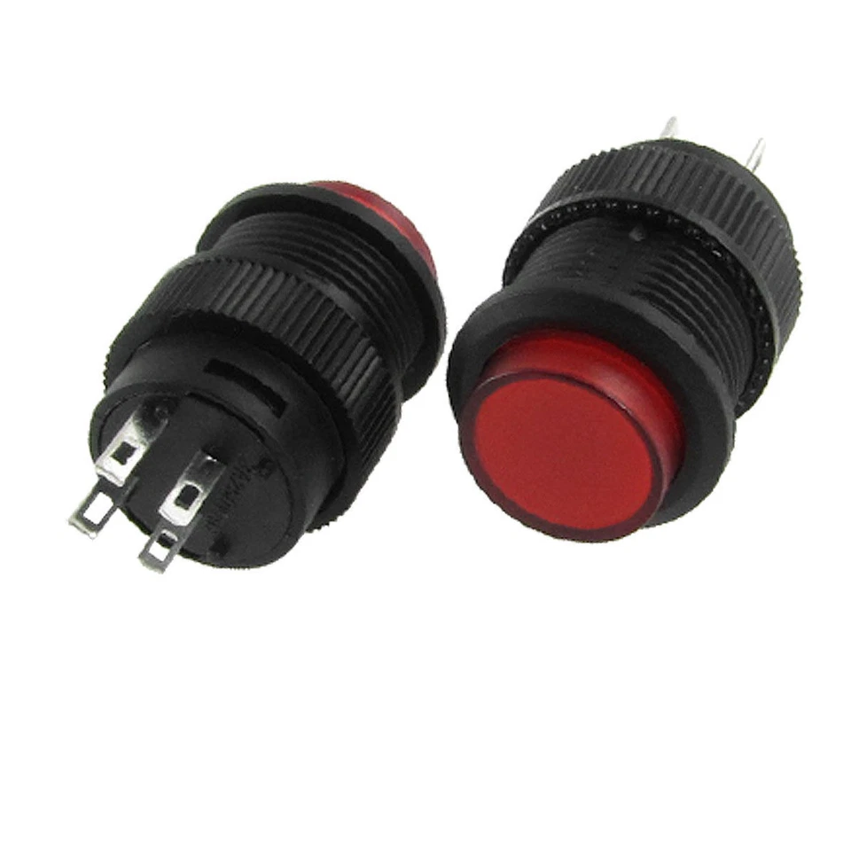 4 Pins 3V RED LED Light SPST OFF(ON) NO Round Latching Push Button Switch - Image 1 of 1