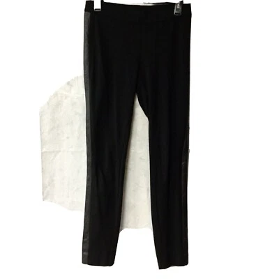 DKNY Womens Size Small Pants Relax Leather Trim Black Elastane Waist  - Image 1 of 4