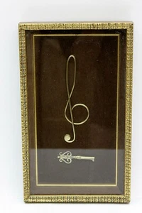 Solid Brass Musical Key & Symbol Custom Gold/Brown Shadow Box Framed 8.25x13.75 - Picture 1 of 6