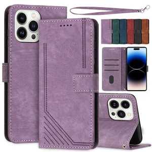 Leather Card Wallet Flip Phone Case For iPhone 14 13 12 11 Pro Max XS XR 8 7 SE - Picture 1 of 85