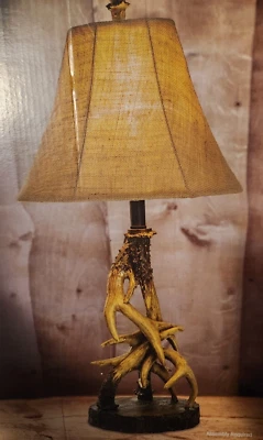 NUEVA Lámpara de Mesa Bronce Oscuro Imitación Cuerno de Ciervo Rústico Cabaña Lodge Decoración de Vida Silvestre Foto 1 de 2