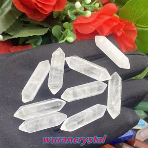 10pcs Natural Mini Obelisk Quartz Clear crystal Wand Double Point Reiki Healing - Picture 1 of 11
